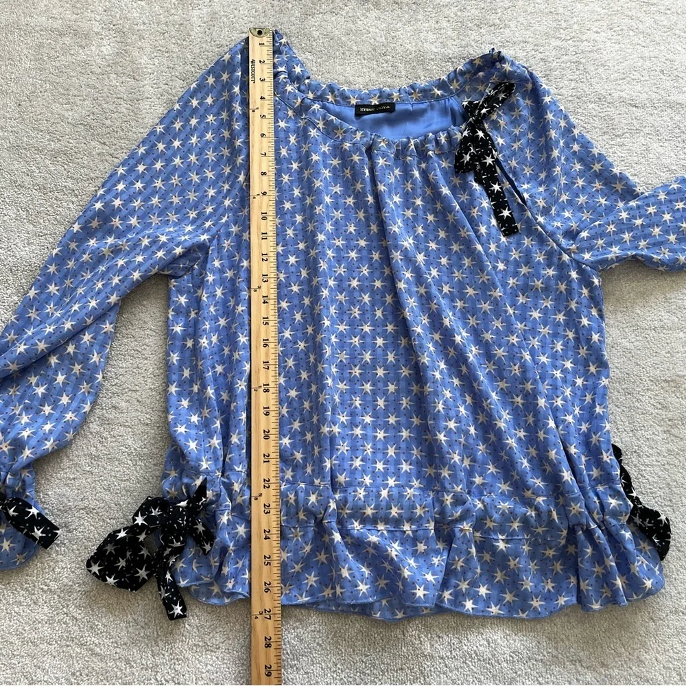STINE GOYA MALLOW STARS TOP BLUE SIZE SMALL TRENDY CHIC CONTEMPORARY ARTSY - Picture 10 of 11